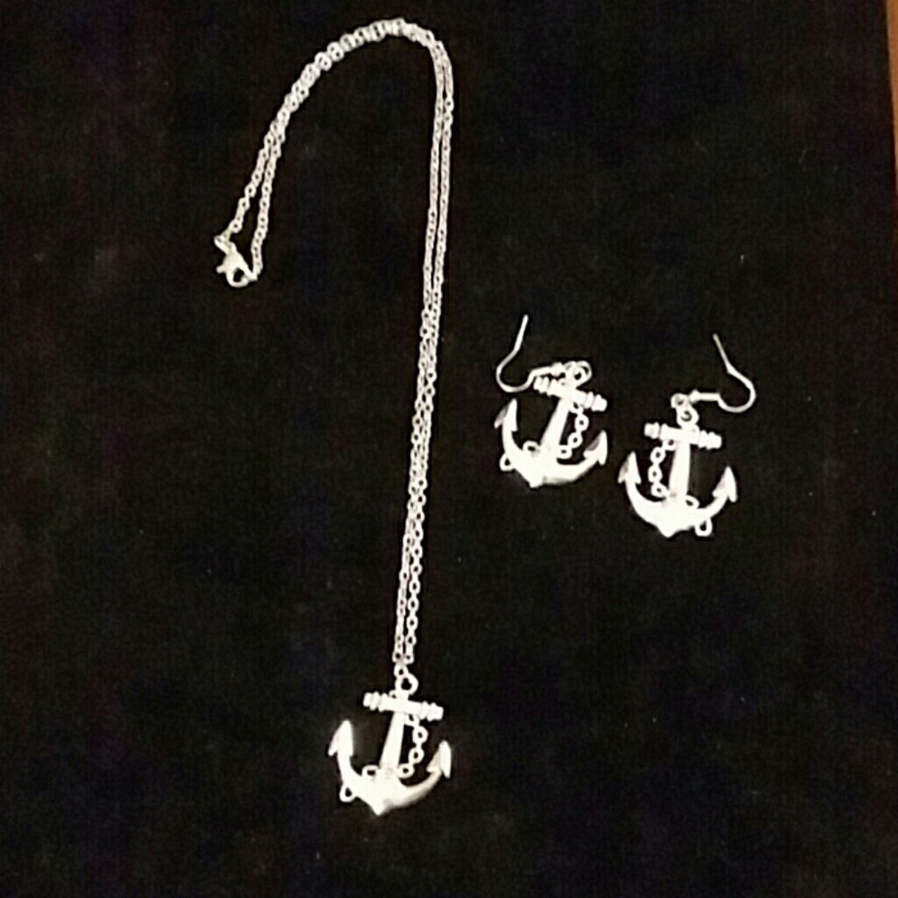 Nautical anchor necklace/earring set NEW!